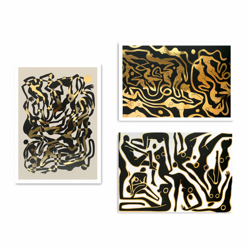 SET OF 3 Gold Foil Prints